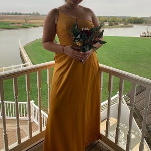 Marigold David’s bridal bridesmaid dress